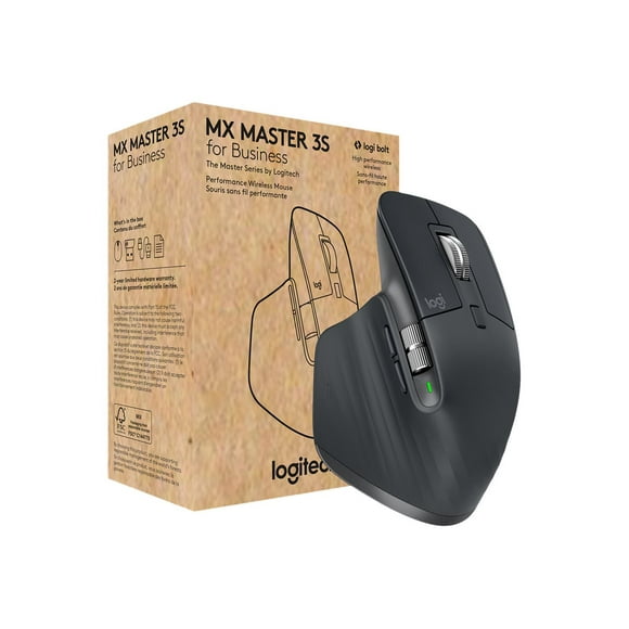 Logitech MX Master 3S for Business, Graphite - Mouse - ergonomic - right-handed - optical - 7 buttons - wireless - Bluetooth - Logitech Logi Bolt USB receiver - graphite