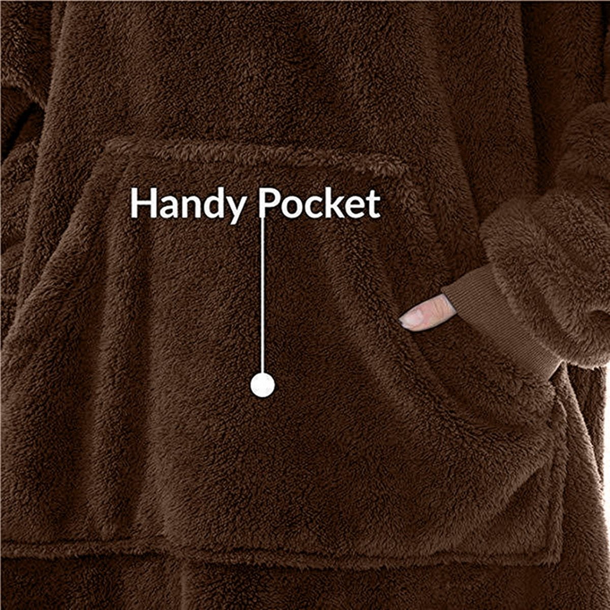 Oversized Blanket Hoodie Sweatshirt, Wearable Lounging Pullover for Adults Women Men Brown One size