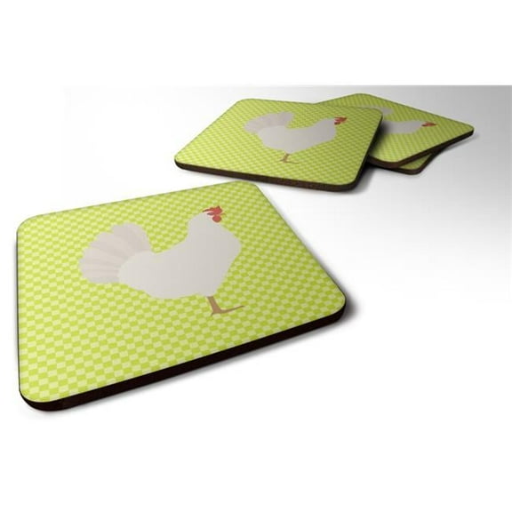 Leghorn Chicken Green Foam Coaster, Set of 4