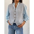 thumbnail image 2 of Gupgi Knit Tank Tops for Women Button Front V-Neck Basic Tops Casual Solid Color Sleeveless Sweater Vest, 2 of 8