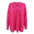 thumbnail image 3 of Pink Womens Sweatshirt Womens V Neck Oversized Fall Sweater Sexy Long Sleeve Knit Pullover Top Fall Clothes for Women, 3 of 5