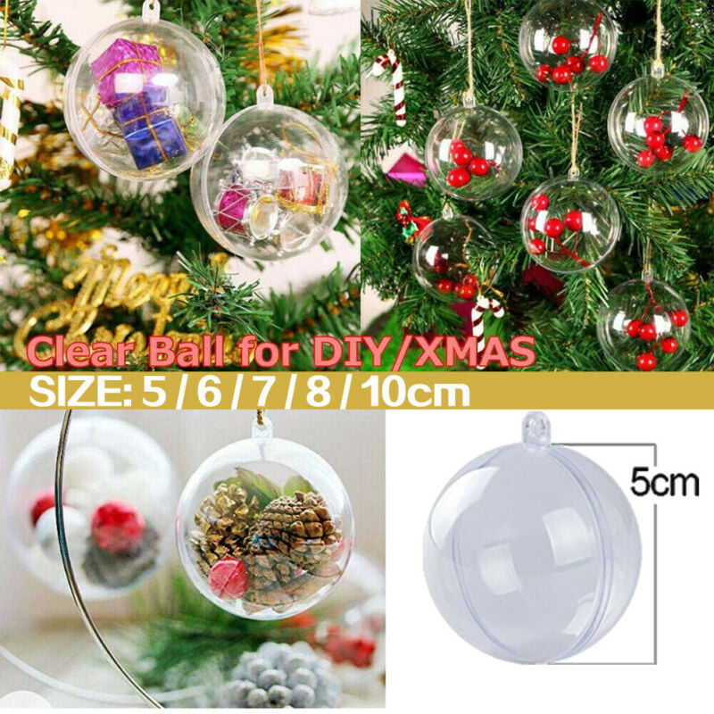 5-100Pcs Clear Fillable Baubles Plastic Craft Ball Christmas Display Decoration 