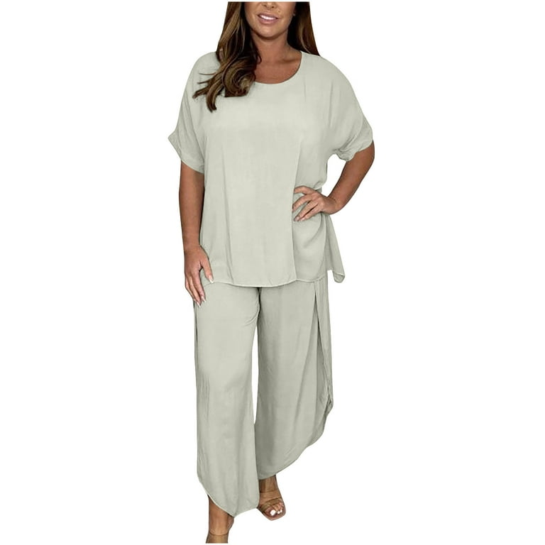 Women's Plus Size Pajama Sets For Lady Soft Short Sleeve