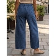 thumbnail image 3 of sicmoss Women's Blue Polka Dot Barrel Jeans Mid Rise Vintage Denim Pants with Pockets, 3 of 4