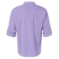 thumbnail image 4 of Cotton Linen Tops for Men Roll-up Long Sleeve Plain Pullover Tee Shirts Chest Pocket Buttons Henley T-shirts (XL, Purple), 4 of 4