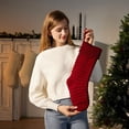 thumbnail image 5 of Farmhouse Knitted Christmas Stocking 18 Inch, Rustic Cable Knit Personalized Stocking, Boho Style Fireplace Hanging Decor for Xmas Family Holiday-1pcs,Red, 5 of 7