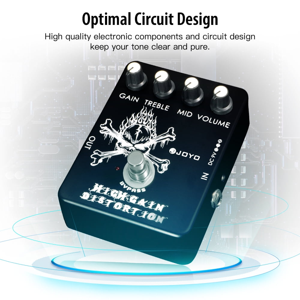 JOYO Versatile Distortion Effect Pedal, High Gain Tone from Blues Rock to Thrash Metal, Compact Design for Home Practice