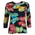 thumbnail image 1 of T-Shirt pour Femmes à Manches 3/4 avec Papillons et Paillettes, 1 of 2
