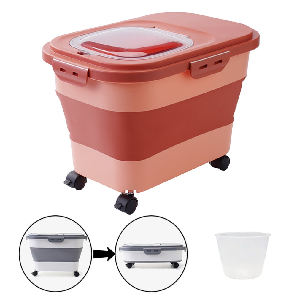 33 LB Collapsible Dog Food Storage Container, Folding Pet Food