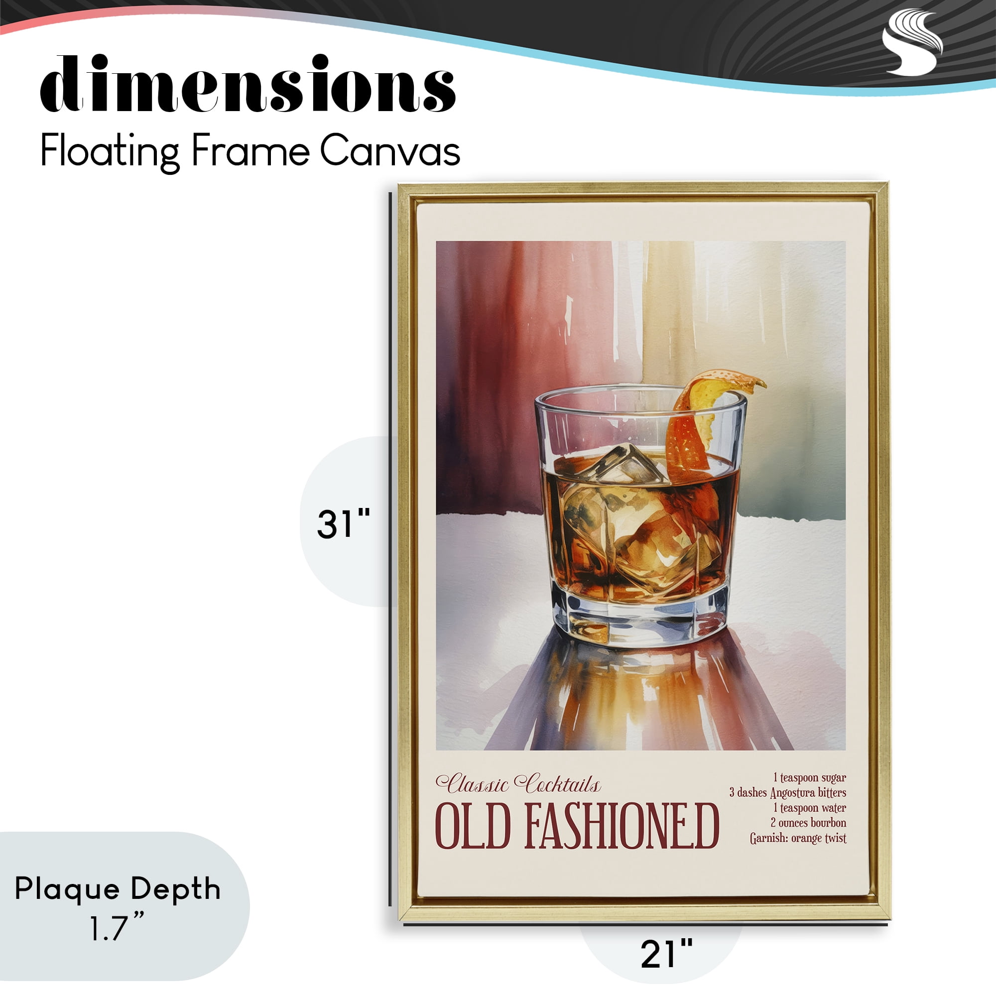 Stupell Industries Old Fashioned on Surface Gold Framed Floater Canvas Wall Art, design by Andreas Magnusson