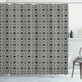 thumbnail image 1 of Ethnic Shower Curtain, Arabic Geometrical Design with Moroccan Star Motifs Ornate Tribal Mandala, Fabric Bathroom Set with Hooks, 69W X 70L Inches, Black and Off White, by Ambesonne, 1 of 3