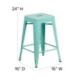 thumbnail image 5 of Emma + Oliver Commercial Grade 24"H Backless Mint Green Indoor-Outdoor Counter Height Stool, 5 of 6