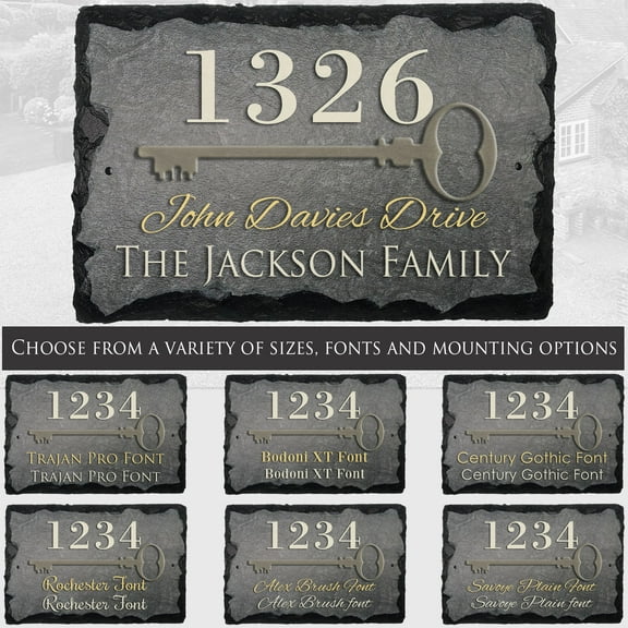 Beautifully Handcrafted and Customizable Slate Home Address Plaque (12"x8" or 16"x10") Improve the curb appeal of your property with this bespoke house sign.