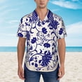 thumbnail image 4 of Lsque Blue And White Porcelain Pattern pattern Hawaiian Shirt for Men, Unisex Summer Beach Casual Short Sleeve Button Down Shirts-Large, 4 of 9