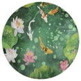 thumbnail image 3 of Lucky Koi Fish Lotus Leaf Washable Round Rug -Circle Area Rugs for Nursery Bedroom, Vintage Non Slip Non Shedding Low Pile Carpet for Living Room Coffee Table Entryway, 3 of 6