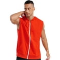 thumbnail image 4 of Raenseen Mens Fashion Sleeveless Athletic Hoodies Sport Sweatshirt Solid Color Pullover Gym Tank Top Red L, 4 of 8