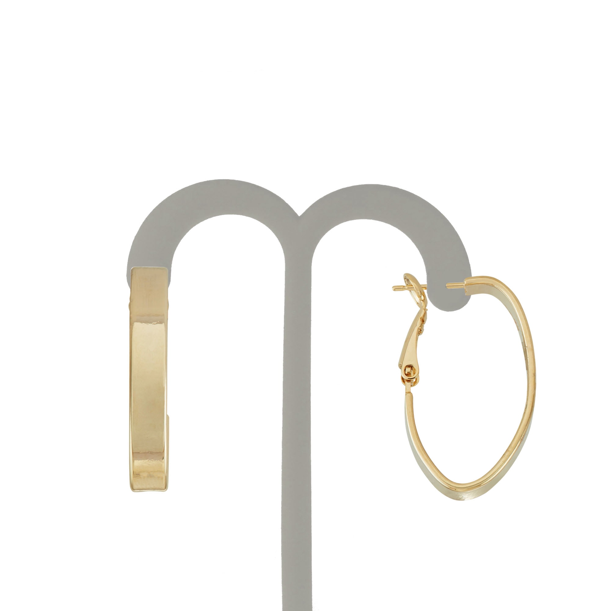 X & O Women's 14K Yellow Gold Plated Polished Oval 5 mm Hoop Earrings