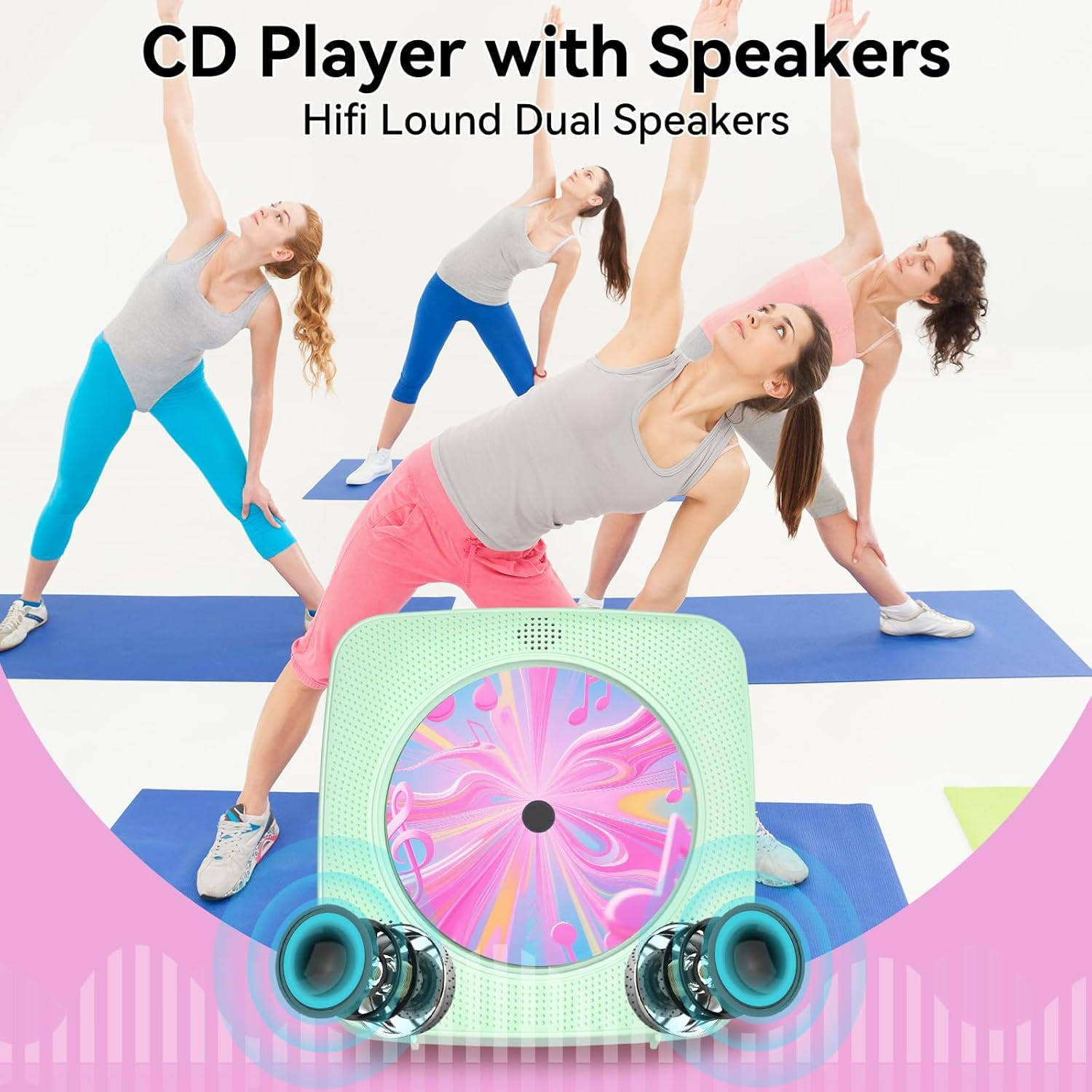 CD Player Portable Bluetooth Rechargeable: CD Players for Home with 1800mAh Kegaudio Desktop Wall CD Player with Speakers with Dust Cover LCD Screen Display FM Radio USB AUX Jack Remote Control