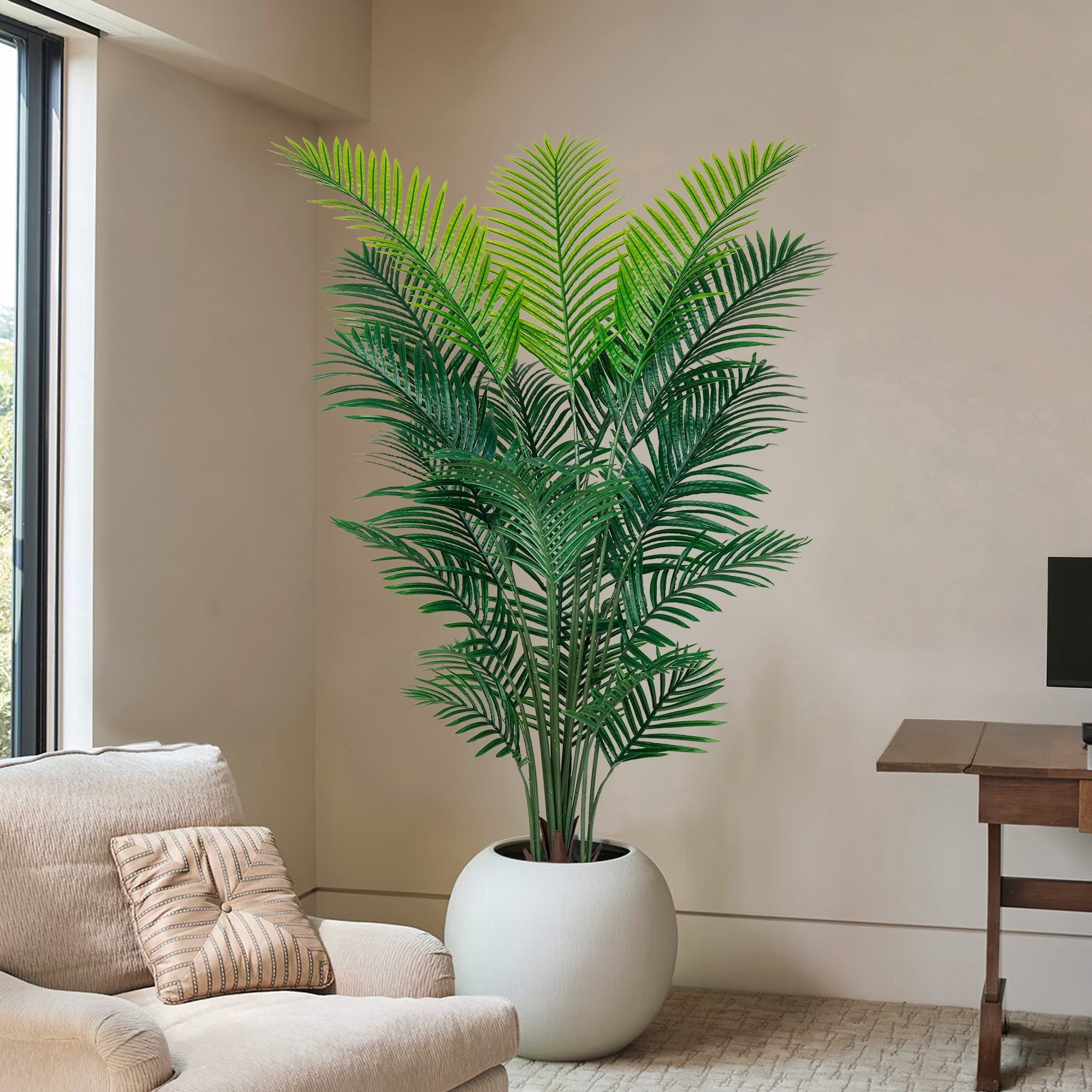 OLIVIVI Artificial Palm Tree 6FT Tall Faux Silk Plant for Home Office Decor Indoor Outdoor Fake Lifelike Potted Plant with Branches 1 pack