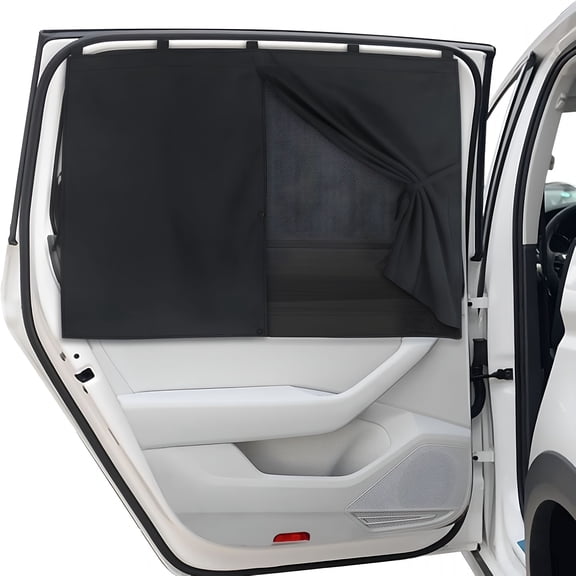 LAMIRO Car Window Shades, Magnetic Double Layer Car Sun Shade for Side Windows Privacy Full Covers/Half Shade Options Black Car Window Curtains for Baby Protection (1pcs)