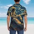 thumbnail image 4 of Fotbe Astronaut Starry Night Camisa Hawaiana para Hombre Unisex – Camisa Casual de Verano con Botones de Manga Corta de Algodón y Lino,X-Large, 4 of 7