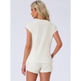 thumbnail image 4 of DARING DIVA Cap Sleeve Pajamas Shorts 2 Pieces Soft Loungewear Sets XL White, 4 of 6