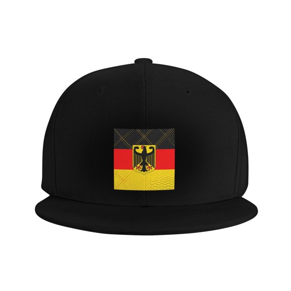 Snapback Hat Flag Of Germany Adjustable Flat Bill Brim Hat for Men Women Casual Wear Black