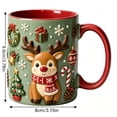 thumbnail image 3 of Trovenix Reindeer Coffee Mug 2D Ceramic Christmas Cup, Hot Cocoa Milk Tea Drinking Mug for Home Office, Festive Holiday Gift for Family, 3 of 7
