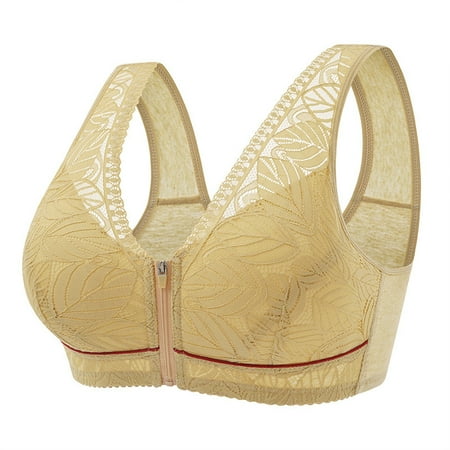 

UoCefik Women s Zipper Bras Underwire Comfort Full Coverage Bra Deep V Neck Padded Front Closure Bra