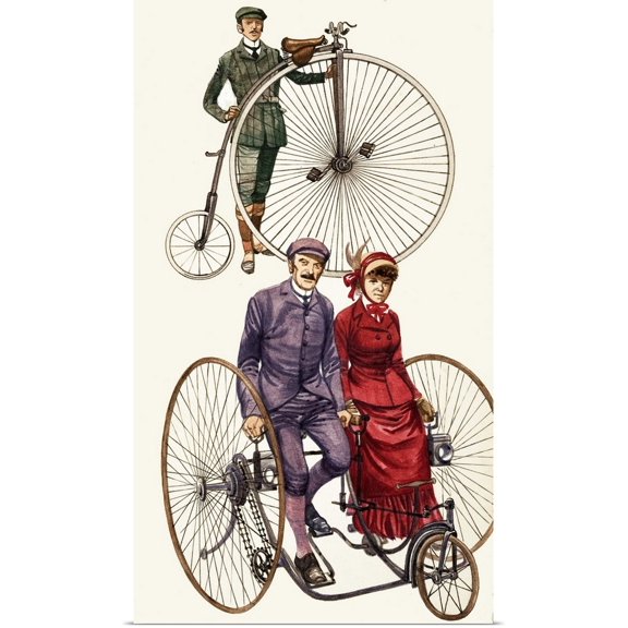 Great BIG Canvas | Rolled English School Poster Print entitled Early Bicycles