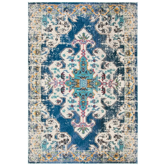 SAFAVIEH Madison Richmal Vintage Traditional Area Rug, Navy/Grey, 6' x 9'
