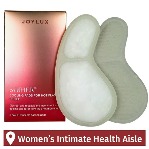 Joylux coldHER Cooling Bra Inserts, for Menopause & Hot Flash Relief, 2 Count, Gray, Female