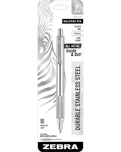 Ballpoint Stainless Steel Retractable Pen Fine Point 0.8mm Black Ink 1-Count 