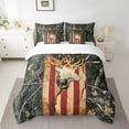thumbnail image 2 of American Flag Deer Bed in a Bag Twin 7 Piece Woodland Animal Deer Comforter Set Retro USA Flag Home Decor,Stars and Stripes Bedding Set with Fitted Sheet,Flat Sheet,Pillowcases, 2 of 5