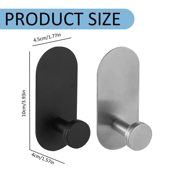 Adhesive Towel Hook No Drill Stainless Wall Hanger Self Adhesive Hook for Bathroom Kitchen