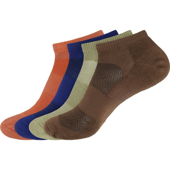 Men's Rayon from Bamboo Fiber Colored Sports Superior Wicking Athletic Ankle Socks - Assortment 98 - 4prs, Size 6-10
