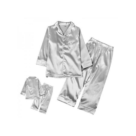 

Enlightened Inc Toddler Kid s Boys Girls Long Sleeve Satin Silk Pajama Set Sleepwear Nightgown 100-160