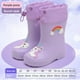 thumbnail image 1 of Botas de lluvia para niños con forro polar antideslizante para niños y niñas, bonitos zapatos impermeables sin cordones con dibujos animados para todas las estaciones, 1 of 5