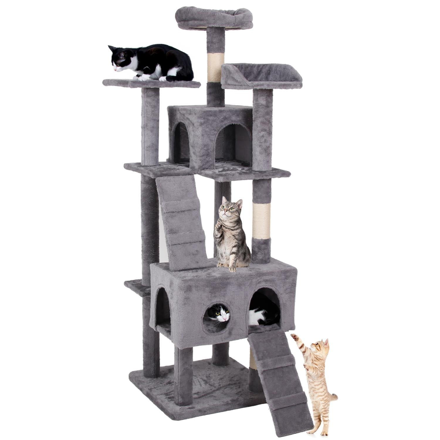 Pefilos Multi-Level Cat Tree Tower for Indoor Cats, Cat Condo for Plush Perch Cat Tree House with Scratching Posts, Gray Pefilos Multi-Level Cat Tree Tower for Indoor Cats, Cat Condo for Plush Perch Cat Tree House with Scratching Posts, Gray