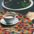 thumbnail image 3 of Ambesonne Psychedelic Fitted Round Tablecloth, Geometric Blossoms Pop, 36"- 40" Diameter, Dark Pink Marigold, 3 of 5