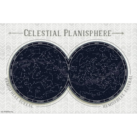 Celestial Planisphere Canvas Wall Poster, 14.725" x 22.375"