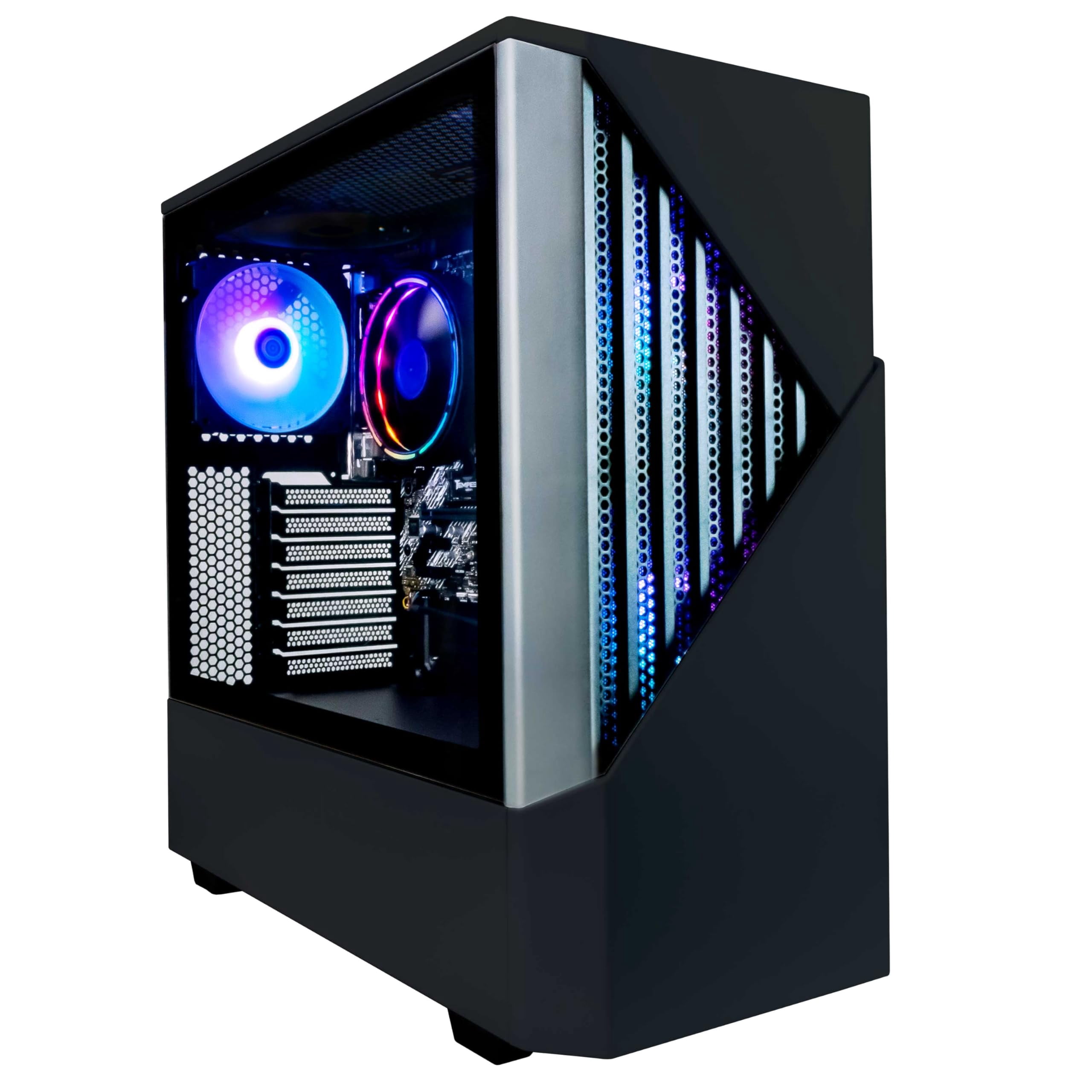 Periphio Reaper Gaming PC, AMD Ryzen 5 5500 up to 4.4GHz with Raddeon RX 6500 XT 4GB GPU (Gaming Optimized), 16GB RAM, 1TB SSD, WiFi, Windows 11 Desktop, Black, Full Battlestation