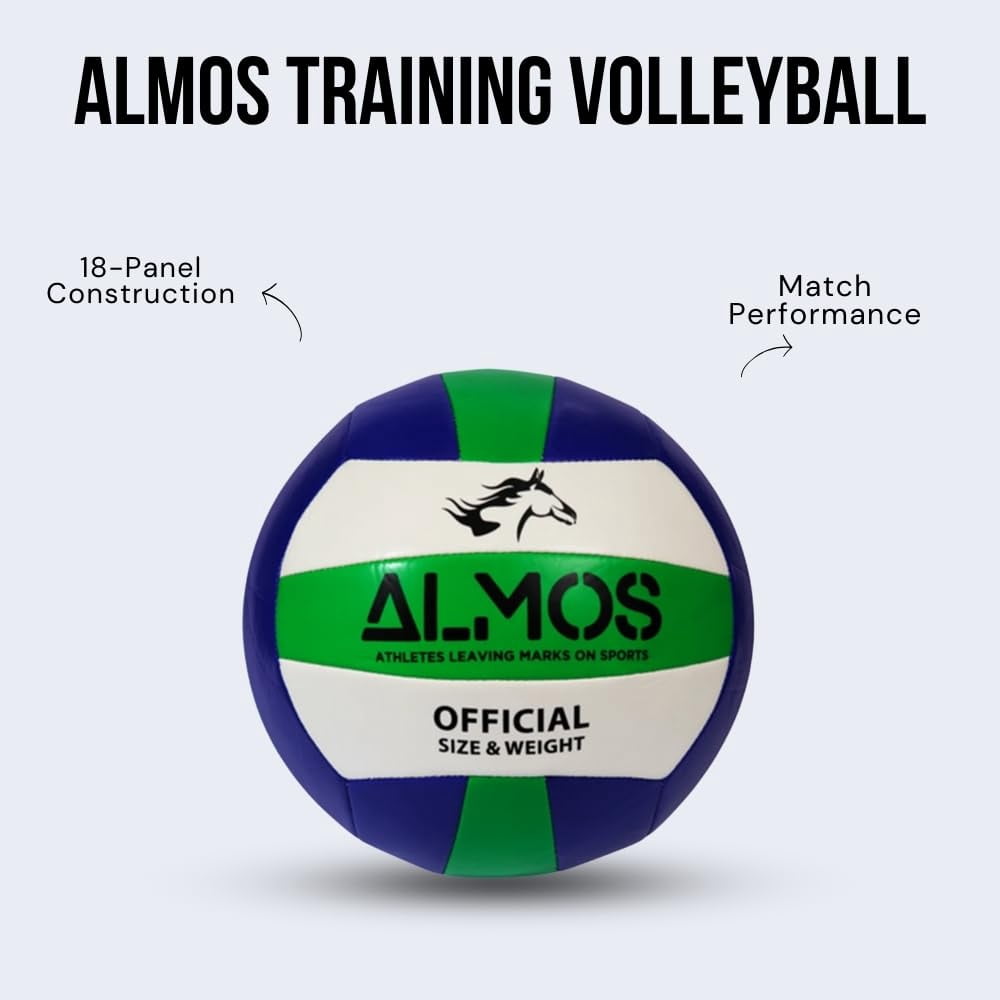 Almos Training Volleyball for Club, Indoor and Outdoor Play, Official Size 5 – Blue Green