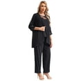 thumbnail image 2 of inhzoy Women's Lace-Chiffon 3-Piece Mother of The Bride Dress Formal Pantsuit Black 3XL, 2 of 7
