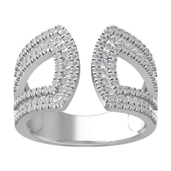 ARAIYA FINE JEWELRY 10K White Gold Round-shape Diamond Bypass Ring (1 cttw, I2-I3 Clarity, I-J Color) Size 7