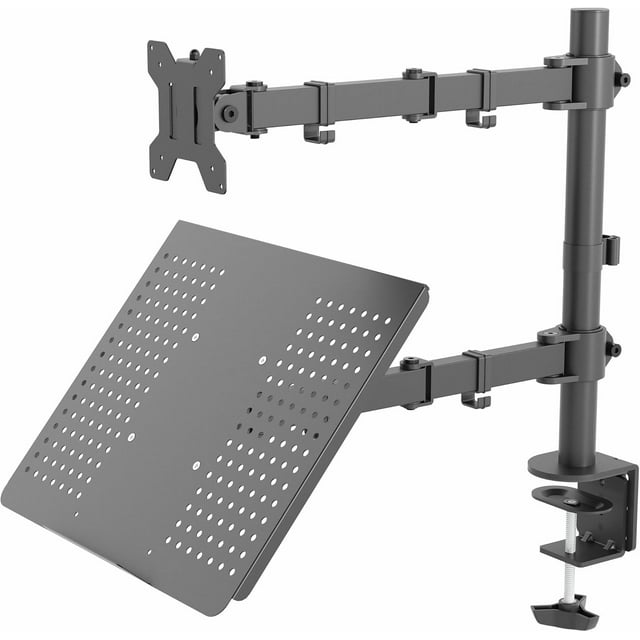 Fully Adjustable to Single Computer Monitor and Laptop Desk Mount Combo Stand with Grommet Option Fits up to Laptops STANDVC