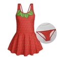thumbnail image 6 of COEQINE Girls One Piece Swimsuit with Skirt, Scoop Neck & V Back Fashion Swimming Bathing Suit Sleeveless Summer Beach Swimwear for Kids Age 3-4, Strawberry, 6 of 8