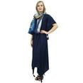 thumbnail image 4 of Bimba Women's Blue Sleeve Asymmetrical Hem Maxi Dress with Scarf-18, 4 of 9