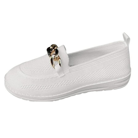Mepaouo Women s Flat Shoes Mesh Slip on Soft Breathable Walking Flats Loafers(White 9.5)
