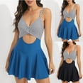 thumbnail image 4 of WREESH Womens One Piece Swimsuit Color Block Swim Suits Swimdress Fashion Deep V Chest Hollow Swim Dress Beauty Back Swimsuit Sleeveless Bathing Suits Black, 4 of 4